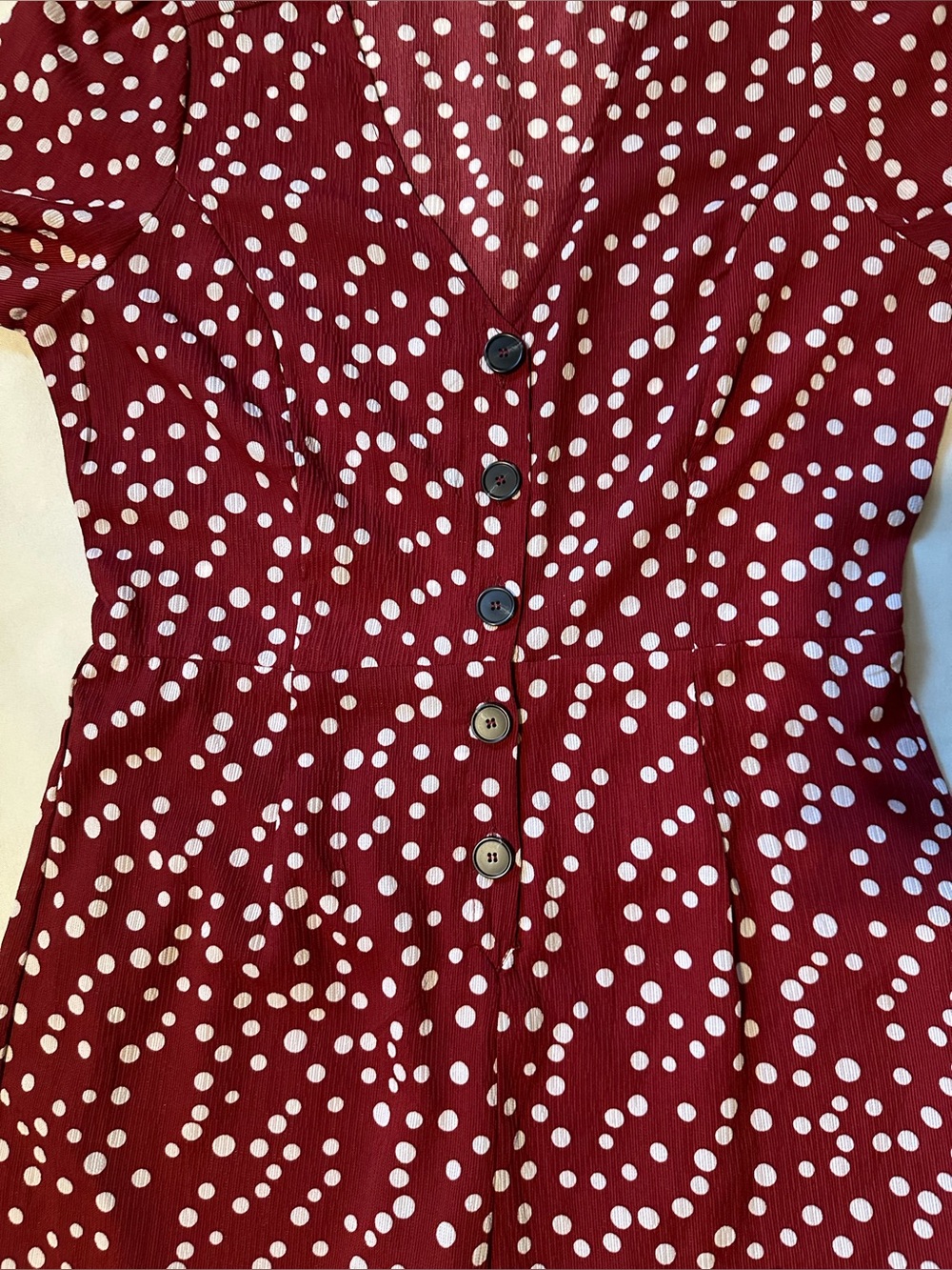 Hayden Los Angeles V-Neck Burgundy Polka Dot Button-Front Jumpsuit - Picture 13 of 16